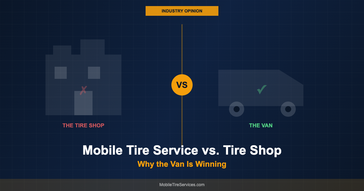 Mobile tire service van compared to traditional tire shop - why the van is winning